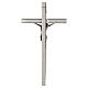 Wall cross, 12x6 in, polished iron with silvered zamak body of Christ s4