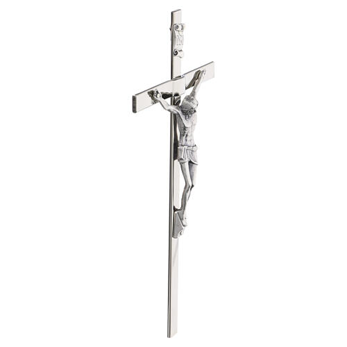 Wall cross 30x15 cm polished iron with silvered zamak body of Christ 3