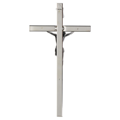 Wall cross 30x15 cm polished iron with silvered zamak body of Christ 4