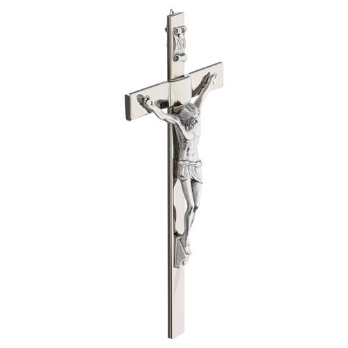 Gold-finished iron wall crucifix with polished zamak corpus, 8x4 in 3