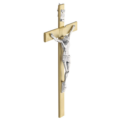 Metal wall cross 20x10 cm silver finish with zamak body of Christ 3