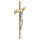 Metal wall cross 20x10 cm silver finish with zamak body of Christ s3