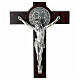 Saint Benedict crucifix in mahogany wood with base and wall hook s2