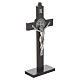 Saint Benedict crucifix in mahogany wood with base and wall hook s4