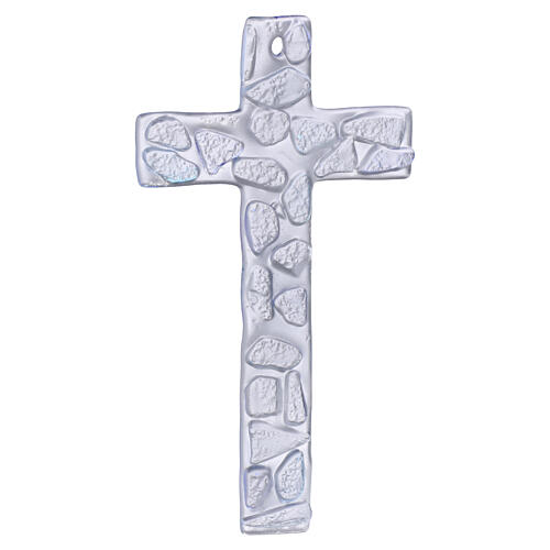 Crucifijo Mosaico 16x10 cm vidrio Murano Cristo plateado 4