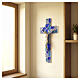 Cruz vidrio Murano Mosaico azul 25x15 cm cuerpo plateado s2