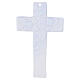 Blue pebble Murano glass crucifix, silvered resin body, 6 in s4