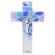 Crocifisso Sassi Blu vetro di Murano corpo resina argentato 16 cm s1