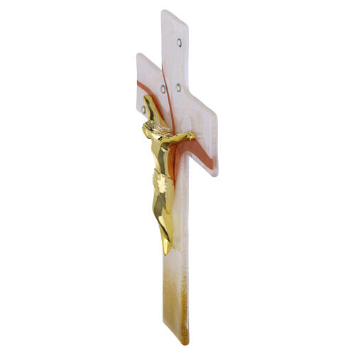 Croce vetro murano decoro cuori 15x10 cm corpo Cristo dorato 3