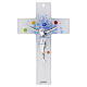 Croce vetro di Murano Cielo Azzurro con murrine 16 cm s1