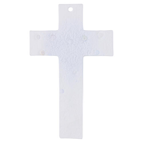Sky-blue Murano glass cross with murrine, 16 cm 4