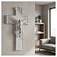 Croce Sahar vetro di Murano corpo Cristo resina argentato 16 cm s2