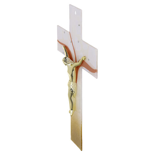 Murano glass crucifix 35x20 cm with heart decor and gilded body of Christ 3