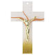 Murano glass crucifix 35x20 cm with heart decor and gilded body of Christ s1