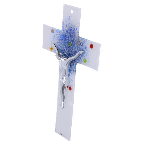 Murano Glass Crucifix Light Blue with Murrine, 35x20 cm 3