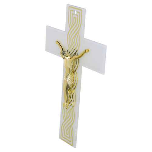 Crucifix verre de Murano motif grec doré 35x20 cm 3