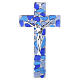 Crucifixo mosaico vidro de Murano Corpo de Cristo prateado 35x20 cm s1