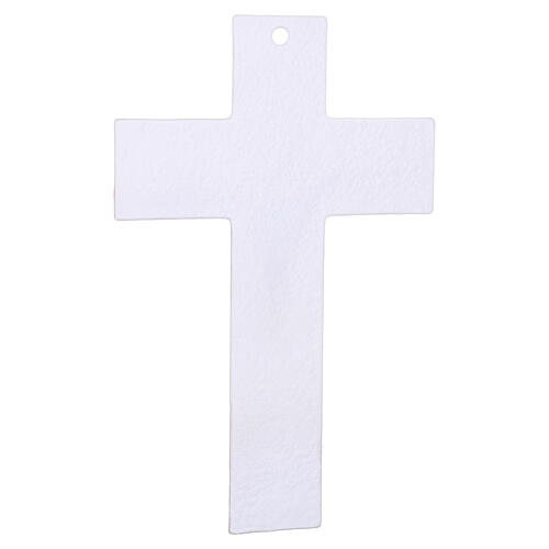 Croce decoro cuori in vetro di Murano corpo di Cristo resina dorato 25x15 cm 4
