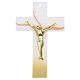 Croce decoro cuori in vetro di Murano corpo di Cristo resina dorato 25x15 cm s1