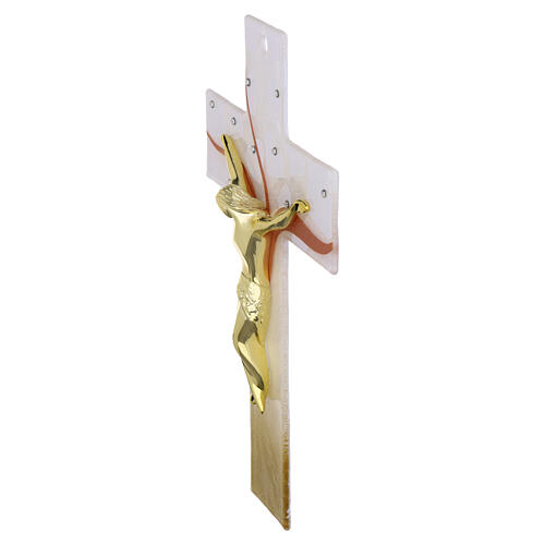 Murano glass cross with heart decoration and gold resin Body of Christ, 25x15 cm 3