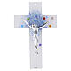 Cruz de vidro Murano "Cielo Azzurro" com murrine 25x15 cm s1