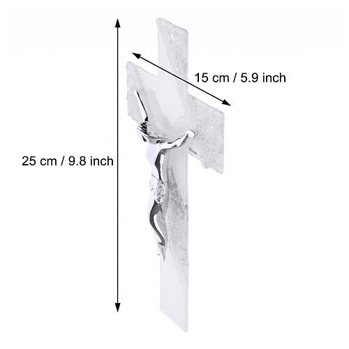 Sahar Murano glass crucifix, 10x6 in, grey decoration 3