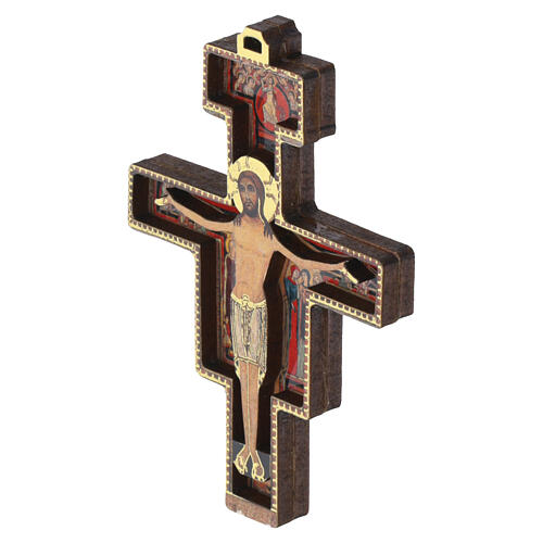 Crocifisso San Damiano HDF finitura oro a caldo 8x5 cm 2