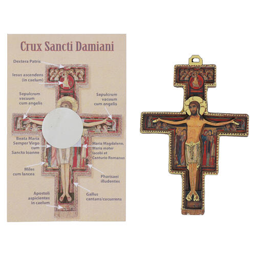 Crocifisso San Damiano HDF finitura oro a caldo 8x5 cm 3