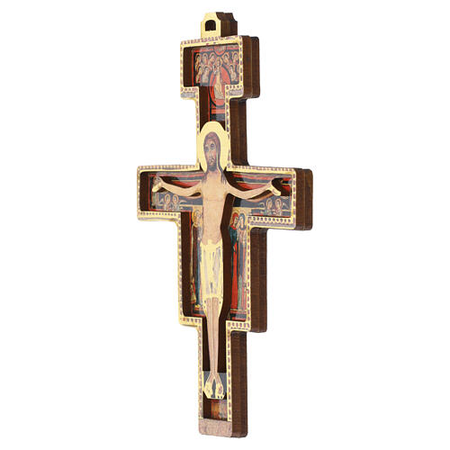 Cruz de São Damião MDF com detalhes em ouro a quente 14x10 cm 2