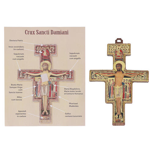 Cruz San Damián 21x15 cm HDF oro en caliente 3
