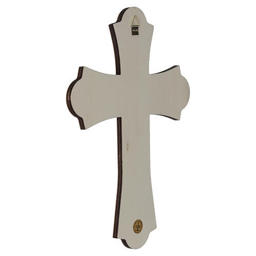 Croce vintage San Francesco d'Assisi in legno di pioppo 30x21 cm 3