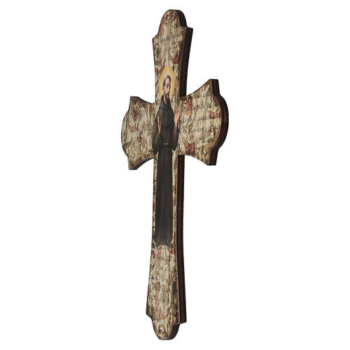 Krzyż w stylu vintage ze św. Franciszkiem z Asyżu, drewno topolowe, 30×21 cm 2
