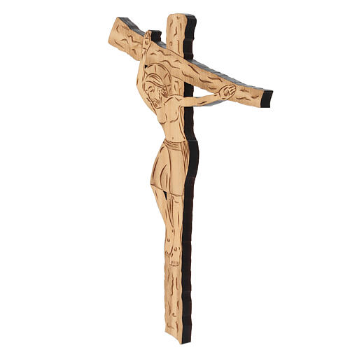 Crocifisso da parete scolpito in legno d'ulivo Monastero Clarisse 3