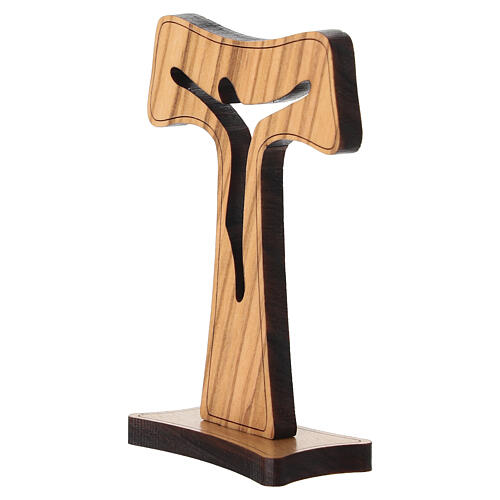 Franciscan Tau Table Cross in Olive Wood, Poor Clares Monastery 10x6.5 cm 3