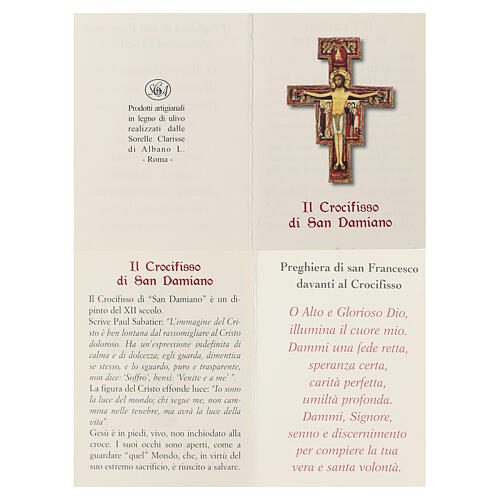 San Damiano table crucifix in olive wood, Poor Clares Monastery 10x6.5 cm 2