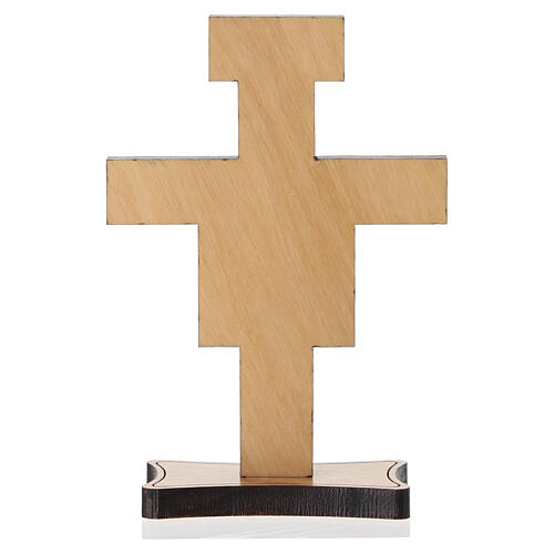 San Damiano table crucifix in olive wood, Poor Clares Monastery 10x6.5 cm 4