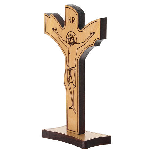 Table crucifix INRI 10x6.5 cm in olive wood, Monastery of the Poor Clares 3