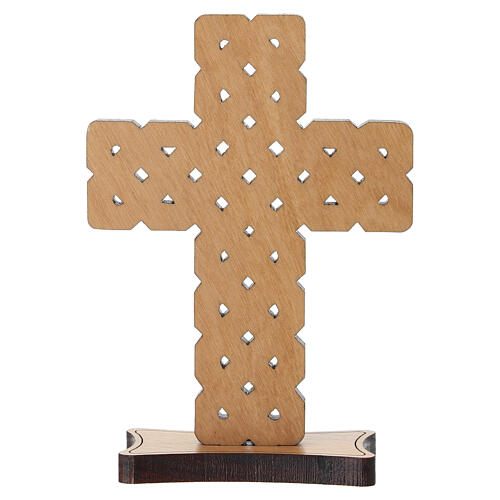 Decorative Interlaced Table Cross in Olive Wood, Poor Clares Monastery 10x6.5 cm 4