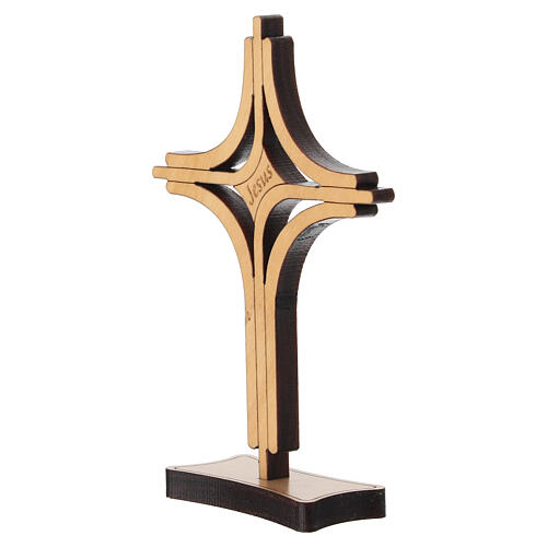 Modern Jesus Table Cross in Olive Wood, Poor Clares Monastery 10x7 cm 3