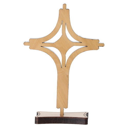 Modern Jesus Table Cross in Olive Wood, Poor Clares Monastery 10x7 cm 4