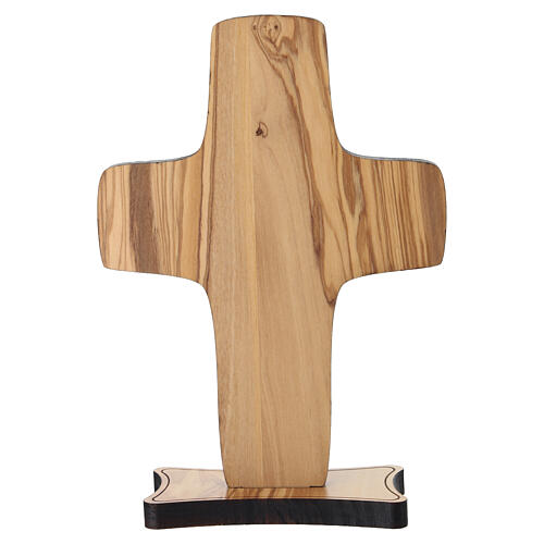 Cruz de mesa con panes y peces de madera de olivo Monasterio Clarisas 20x15 cm 4