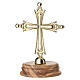 Crocifisso da tavolo Papa Leone XIV base legno ulivo 6x3 cm s1