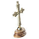 Crocifisso da tavolo Papa Leone XIV base legno ulivo 6x3 cm s2