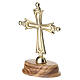 Crocifisso da tavolo Papa Leone XIV base legno ulivo 6x3 cm s3