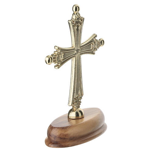 Table cross with olive wood base Pope Leo XIV, 10x5 cm 2