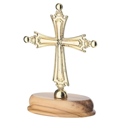 Table cross with olive wood base Pope Leo XIV, 10x5 cm 3