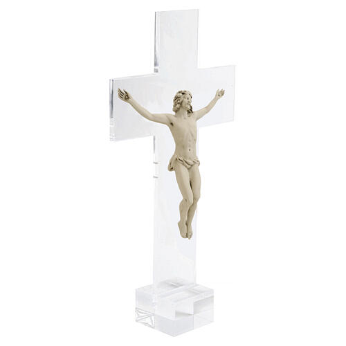 Silhouette plexiglass altar cross with porcelain Body of Christ by Pical Arte 1