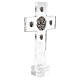 Croce in plexiglass bassorilievi circolari ottone placcato argento Pical Arte s1