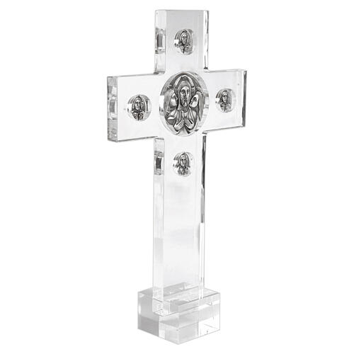 Croce in plexiglass bassorilievi circolari in argento 925 Pical Arte 1