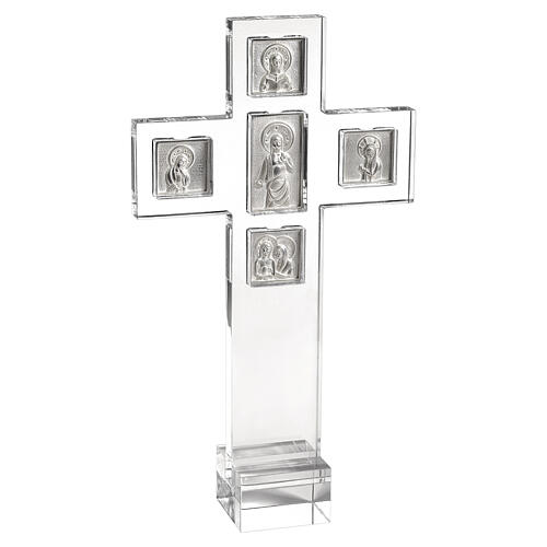 Croix en plexiglas bas-reliefs carrés et rectangulaires plaqués argent 925 Pical Arte 1